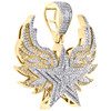 10K Yellow Gold Round Diamond Flying Star Pendant 1.40" Statement Charm 0.92 CT.