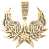 10K Yellow Gold Round Diamond Flying Star Pendant 1.40" Statement Charm 0.92 CT.