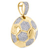 10K Yellow Gold Round Diamond Soccer Ball Pendant 1.20" Mens Pave Charm 1/2 CT.