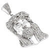 Diamond Micro Mini Jesus Face Piece Pendant .925 Charm 1 Ct with Moon-cut Chain.