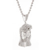 Diamond Micro Mini Jesus Face Piece Pendant .925 Charm 1 Ct with Moon-cut Chain.