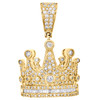 10K Yellow Gold Round & Baguette Diamond Crown King Pendant 1.25" Charm 1.20 CT.