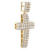 10K Yellow Gold Round Diamond Prong Set Halo Cross Pendant 1.90" Charm 3.40 CT.