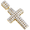 10K Yellow Gold Round Diamond Prong Set Halo Cross Pendant 1.90" Charm 3.40 CT.