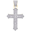 10K Yellow Gold Baguette Diamond Cross Pendant 1.90" Tier Statement Charm 1 CT.