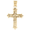 10K Yellow Gold Baguette Diamond Cross Pendant 1.90" Tier Statement Charm 1 CT.