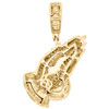 10K Yellow Gold Round & Baguette Diamond Praying Hand Pendant 1.15" Charm 4/7 CT