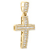 10K Yellow Gold Round & Baguette Real Diamond Cross Pendant 1.30" Charm 1/2 CT.