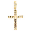 10K Yellow Gold Round & Baguette Real Diamond Cross Pendant 1.75" Charm 1.03 CT.