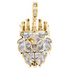 10K Yellow Gold Round & Baguette Diamond Lion Crown Pendant 1.90" Charm 1.55 CT.