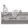 Sterling Silver Round Diamond Double Heart Stud Statement 13mm Earrings 1/20 CT.