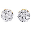 10K Yellow Gold Round Diamond Flower Stud 9mm Prong Set Cluster Earrings 1.50 CT