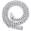Diamond Miami Cuban Choker Chain Box Clasp 8.7mm White Sterling Silver Necklace 20-24"
