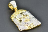 Yellow Diamond Mini Jesus Piece Face Pendant .925 Sterling Silver Charm w/ Chain.