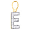 10K Yellow Gold Baguette Diamond Letter E Mini Pendant 1" Initial Charm 0.45 CT.