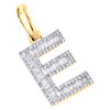 10K Yellow Gold Baguette Diamond Letter E Mini Pendant 1" Initial Charm 0.45 CT.