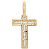 10K Yellow Gold Baguette Diamond Letter T Mini Pendant 1" Initial Charm 0.45 CT.