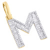 10K Yellow Gold Baguette Diamond Letter M Mini Pendant 1" Initial Charm 0.45 CT.