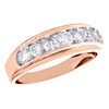 10K Rose Gold Round Diamond 7 Stone Channel Set Wedding Band Mens Ring 1 CT.