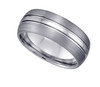 Geraud Tungsten Wedding Band Men's Domed Grooved Brushed Finish 8mm Sz 7 to 14