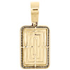 10K Yellow Gold Round Diamond Memory Picture Frame Pendant 1.65" Charm 3/4 CT.