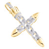 10K Yellow Gold Round Diamond Crown Cuban Link Cross Pendant 2.05" Charm 1/2 CT.