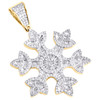 10K Yellow Gold Baguette Diamond Snowflake Statement Pendant 1.75" Charm 1.62 CT