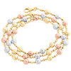 collier de chaîne de perles italiennes coupées bonbons / lune en or tricolore 14 carats 6 mm 20 pouces
