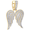 10K Yellow Gold Genuine Round Diamond Angel Wing Pendant 1.20" Pave Charm 5/8 CT