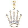 10K Yellow Gold Round Diamond Crown King Statement Pendant 1.60" Charm 1/2 CT.