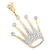 10K Yellow Gold Round Diamond Crown King Statement Pendant 1.60" Charm 1/2 CT.