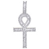 10K Yellow Gold Round & Baguette Diamond Ankh Cross Pendant 2" Charm 1.50 CT.