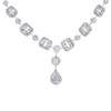 14K White Gold Baguette Diamond Octagon Cluster Drop Dangle 16" Necklace 6.62 CT