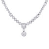 14K White Gold Baguette Diamond Statement Cluster Dangle Drop Necklace 9.25 CT.