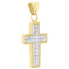 14K Yellow Gold Princess Cut Invisible Diamond Cross Pendant 1.30" Charm 1 CT.