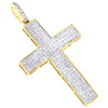 10K Yellow Gold Round Diamond Dome Cross Pendant 1.85" Statement Pave Charm 1 CT