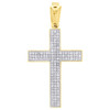 14K Yellow Gold Round Diamond Religious Cross Pendant 1.60" Pave Charm 0.39 CT.