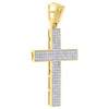 14K Yellow Gold Round Diamond Religious Cross Pendant 1.60" Pave Charm 0.39 CT.