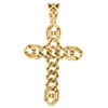 10K Yellow Gold Round Diamond Fancy Cuban Link Cross Pendant 2.65" Charm 1.47 CT