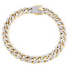 10K Yellow Gold 9.50mm Round Diamond Miami Cuban Statement 8.75" Bracelet 2 CT.