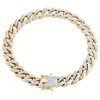 10K Yellow Gold 9.50mm Round Diamond Miami Cuban Statement 8.75" Bracelet 2 CT.