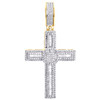 10K Yellow Gold Round & Baguette Diamond Tiered Cross Pendant 2.15" Charm 1 CT.