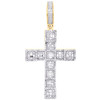 colgante de cruz en racimo de diamantes redondos y baguette en oro amarillo de 10 k Dije de 2" de 1,25 ct.
