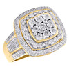 10K Yellow Gold Round Diamond Statement Band 18mm Square Mens Pinky Ring 3/4 CT.