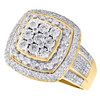 10K Yellow Gold Round Diamond Statement Band 18mm Square Mens Pinky Ring 3/4 CT.