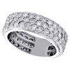 10K White Gold Round Diamond 3 Row Wedding Band 8mm Statement Pinky Ring 1 CT.