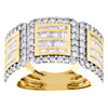 10K Yellow Gold Round & Baguette Diamond Wedding Band 12mm Statement Ring 2 CT.