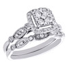 14K White Gold Diamond Bridal Set Halo Engagement Filigree Wedding Ring 1/2 CT.