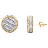 10K Yellow Gold Round & Baguette Diamond Statement Stud 12mm Earrings 3/4 CT.
