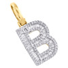 10K Yellow Gold Baguette Diamond Letter B Mini Pendant 1" Initial Charm 0.55 CT.